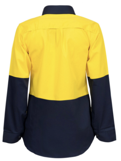 Picture of WorkCraft LADIES LIGHTWEIGHT HI VIS LONG SLEEVE VENTED COTTON DRILL SHIRT